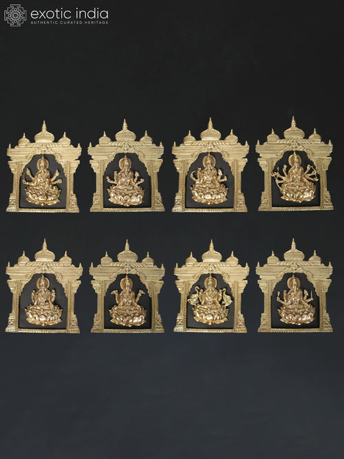 15" Brass Ashtalakshmi Goddess Wall Hanging for Pooja and Home Decor
