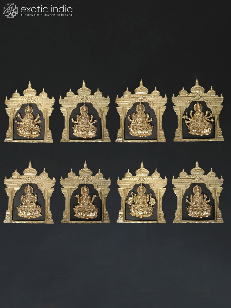 15" Brass Ashtalakshmi Goddess Wall Hanging for Pooja and Home Decor