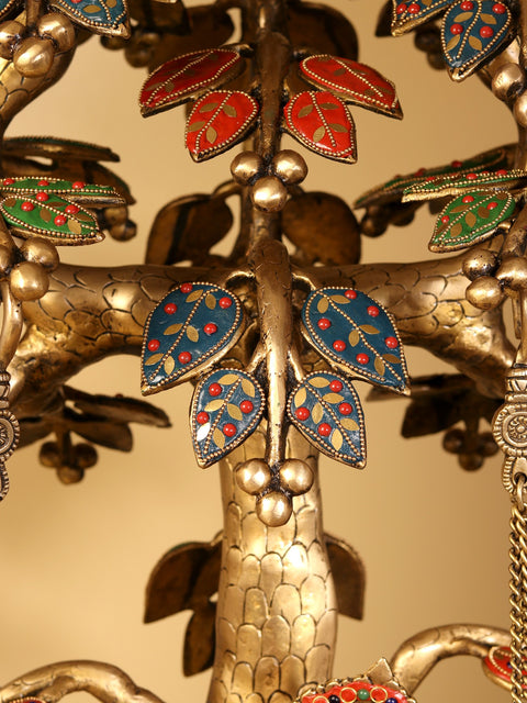 36" Large Radha Krishna on Swing | Brass Statue with Inlay Work