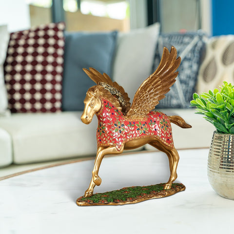 17" Pegasus : Winged Divine Stallion | Brass Statue with Inlay Work