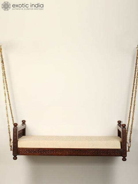 55" Beautiful Wood Swing With Brass Chains