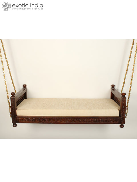 55" Beautiful Wood Swing With Brass Chains