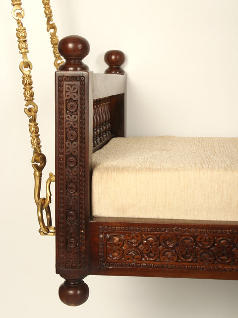 55" Beautiful Wood Swing With Brass Chains