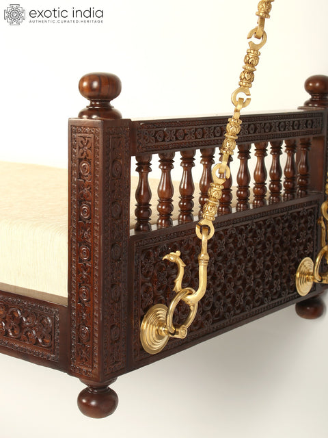 55" Beautiful Wood Swing With Brass Chains