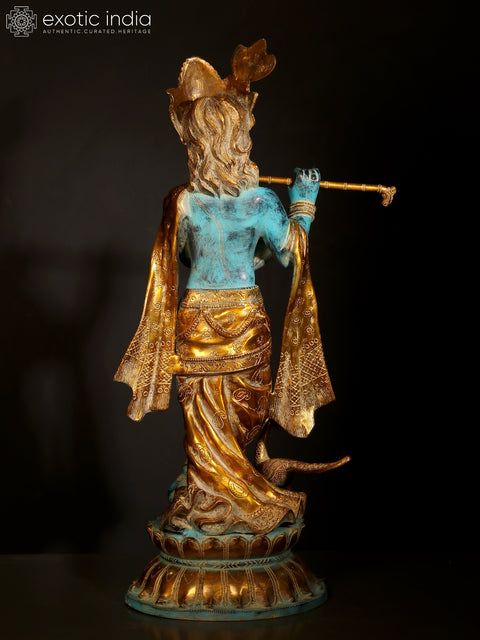 31" Lord Krishna Playing Flute | Brass Statue