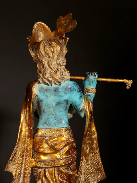 31" Lord Krishna Playing Flute | Brass Statue