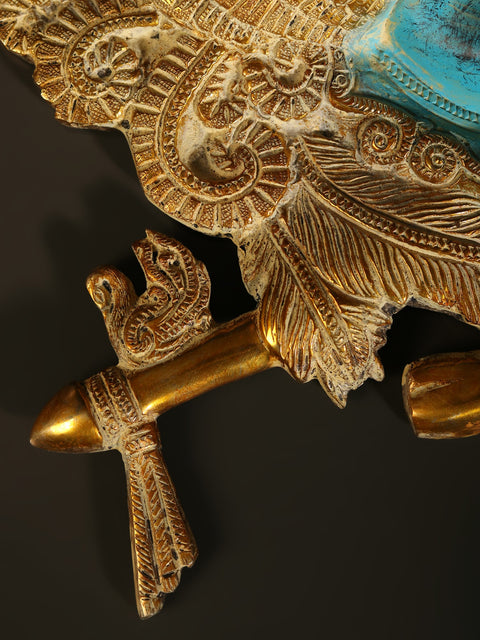 13" Brass Fluting Krishna Wall Hanging Mask