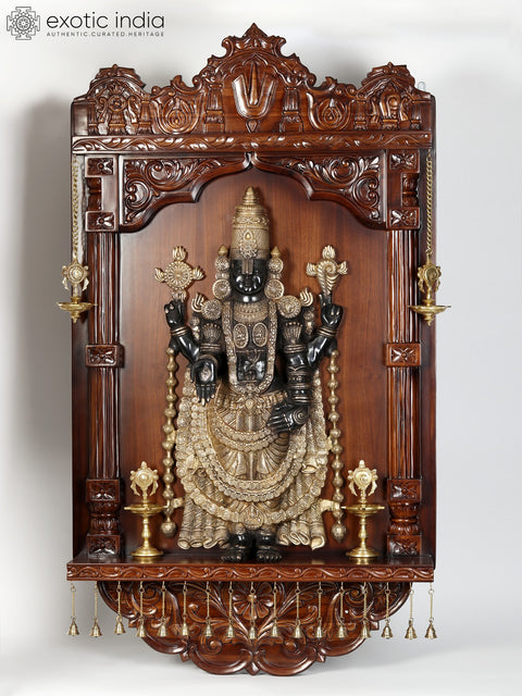 59" Large Tirupati Balaji (Venkateshvara) with Vaishnava Symbol Lamp | Wall Hanging
