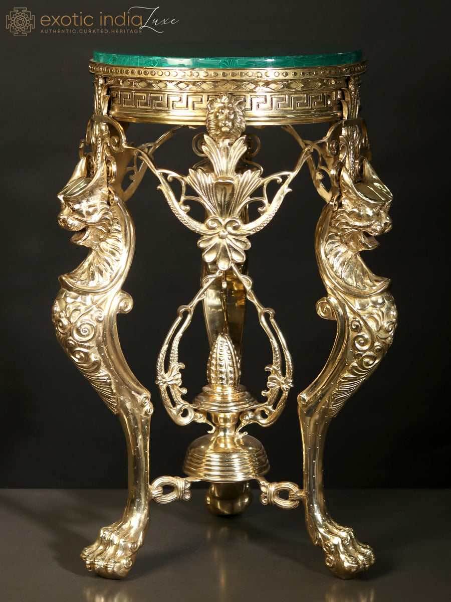 Designer Malachite Top Brass Table