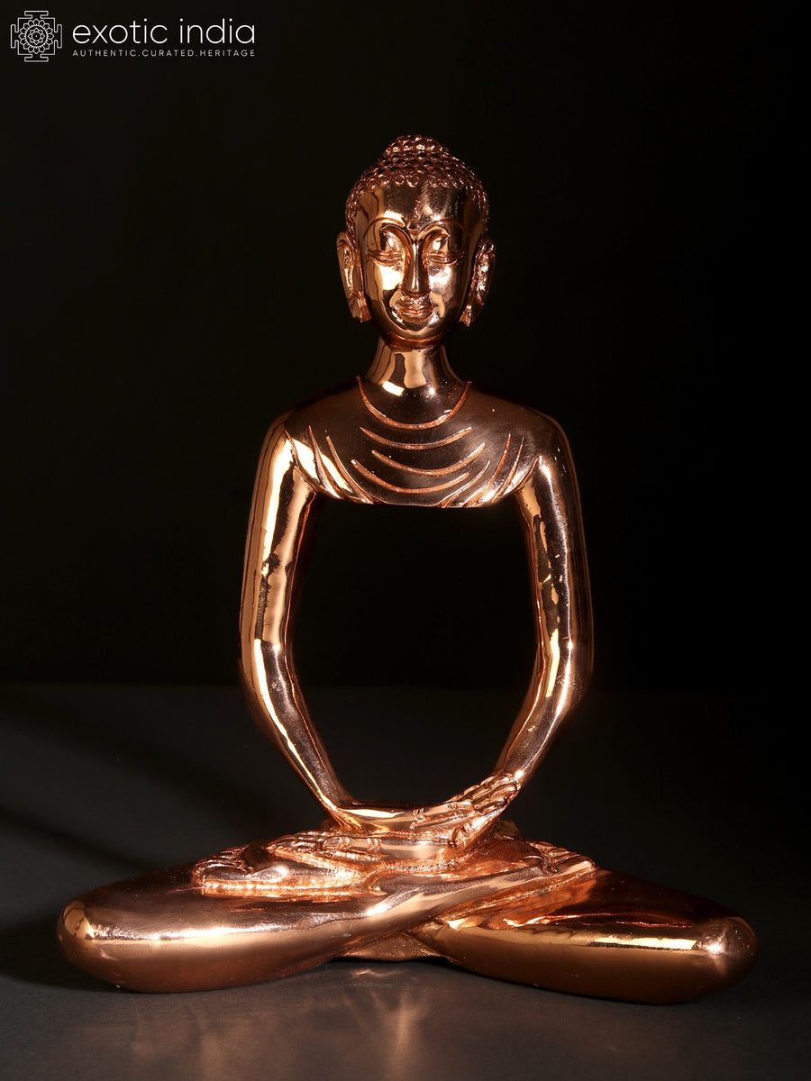 9" Rose Gold Plated Meditating Buddha Brass Statue for Home Decor