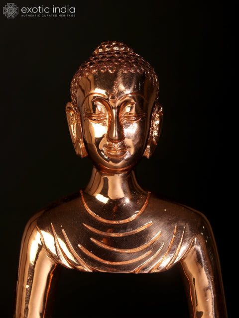 9" Superfine Rose Gold Plated Stylised Meditating Buddha Brass Statue