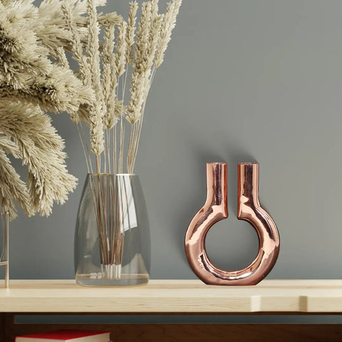 6" Rose Gold Plated Designer Candle Holder