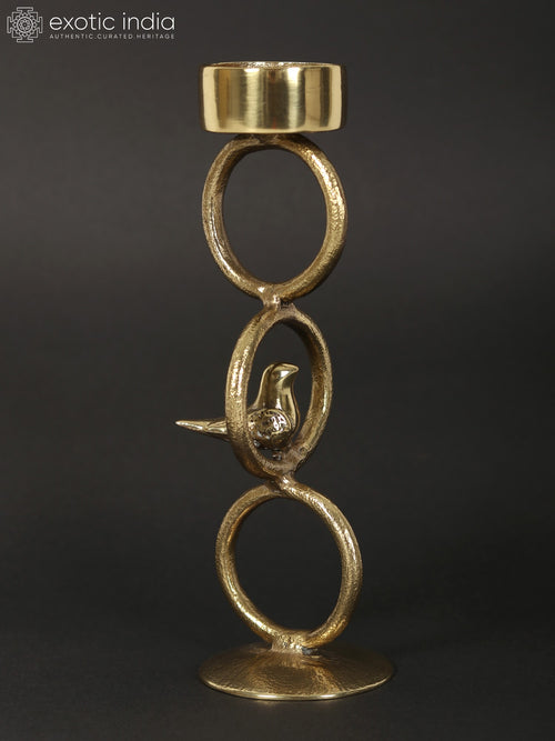 8" Brass Designer Candle Holder for Home Decor