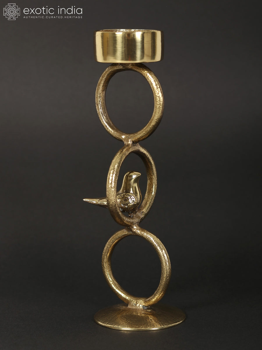 8" Brass Designer Candle Holder for Home Decor