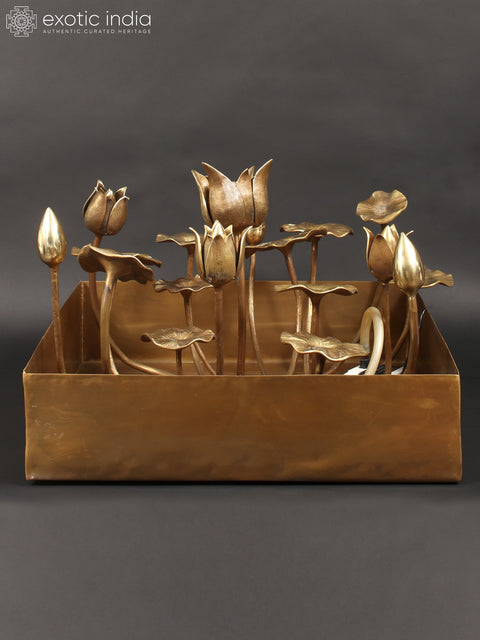29" Brass Flowers and Buds Fountain | Home Decor