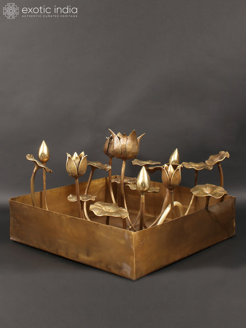 29" Brass Flowers and Buds Fountain | Home Decor