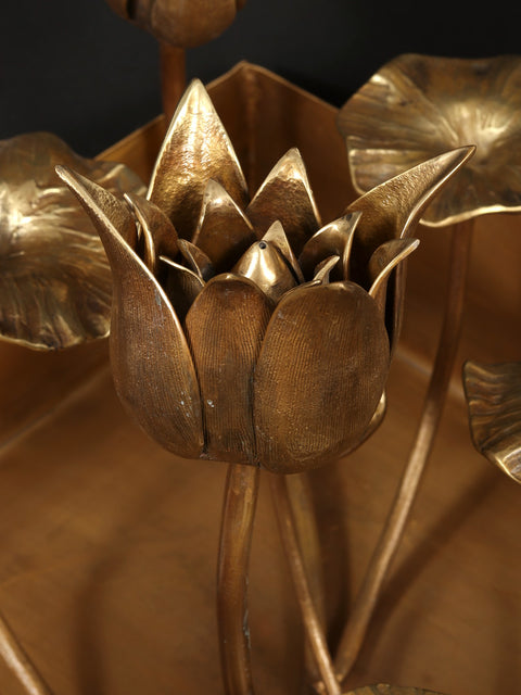 29" Brass Flowers and Buds Fountain | Home Decor