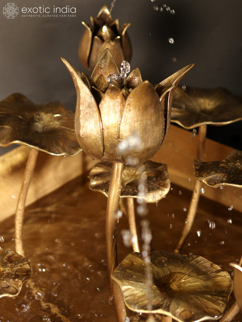 29" Brass Flowers and Buds Fountain | Home Decor