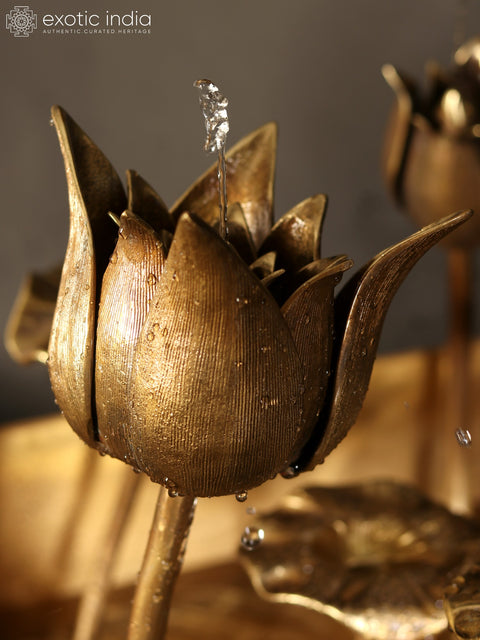 29" Brass Flowers and Buds Fountain | Home Decor