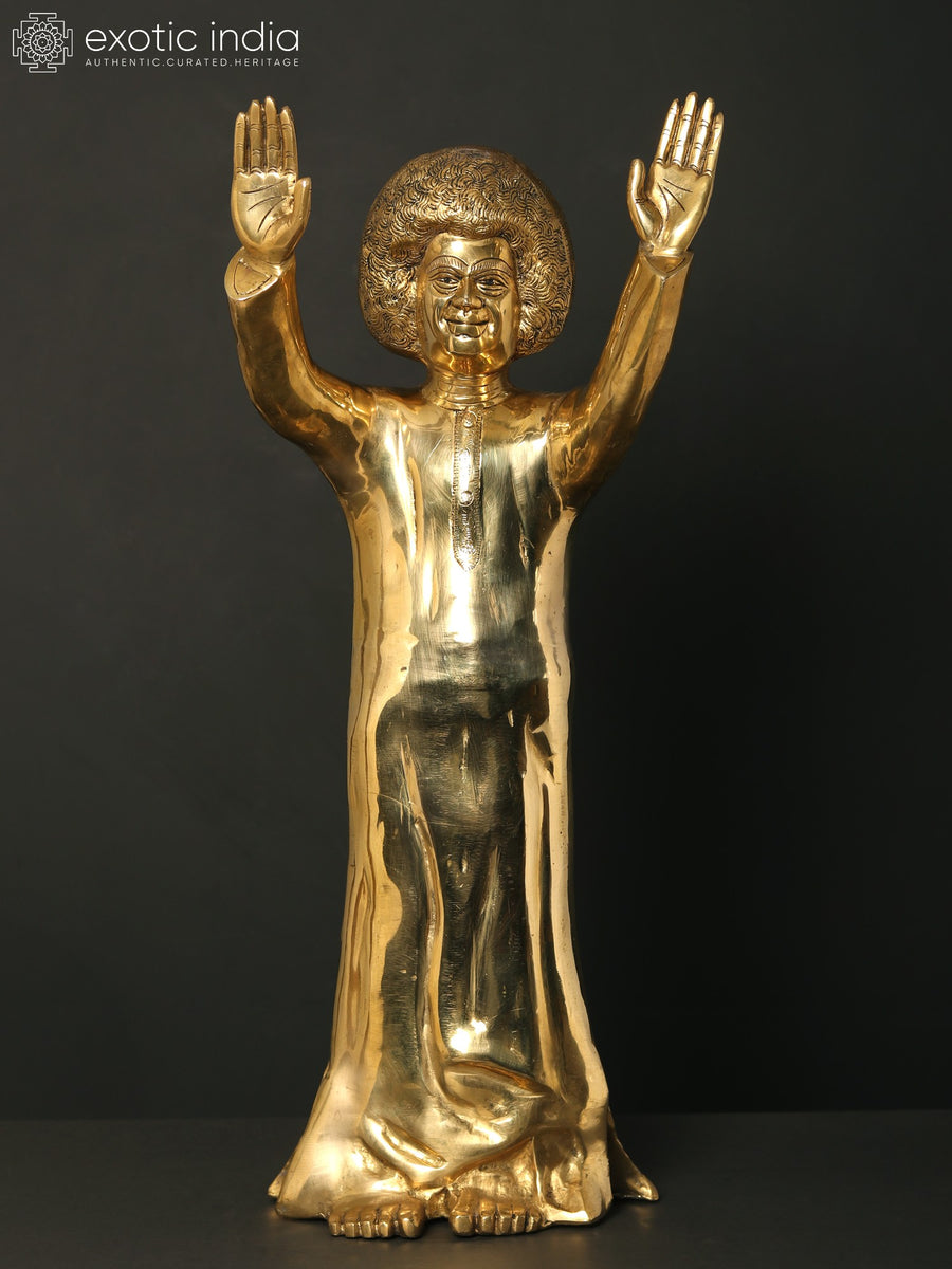 25" Standing Sathya Sai Baba Brass Statue for Pooja