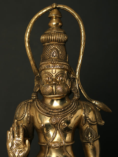 27" Standing Lord Hanuman in Blessing Gesture | Brass Statue