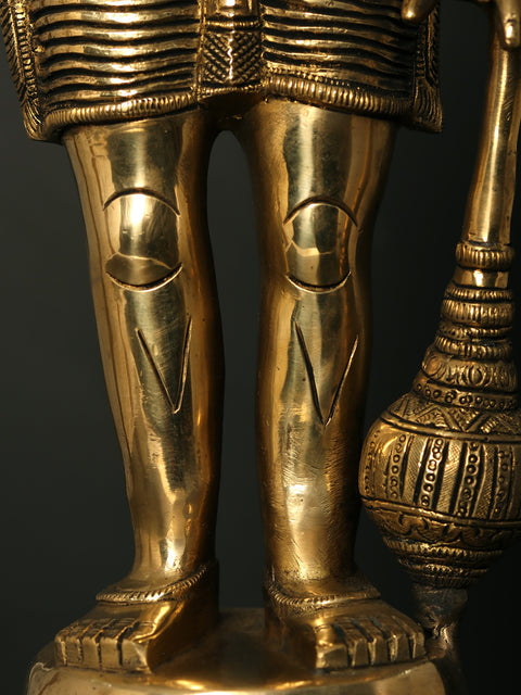 27" Standing Lord Hanuman in Blessing Gesture | Brass Statue