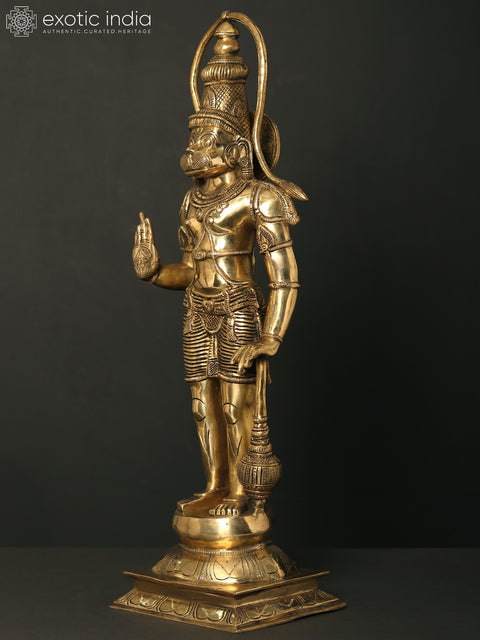 27" Standing Lord Hanuman in Blessing Gesture | Brass Statue
