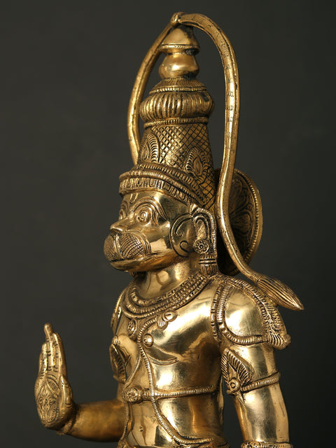 27" Standing Lord Hanuman in Blessing Gesture | Brass Statue