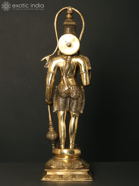27" Standing Lord Hanuman in Blessing Gesture | Brass Statue