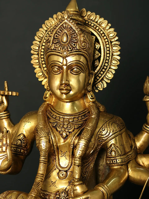 24" Superfine Eight-Armed Maa Sherawali Brass Statue