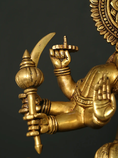 24" Superfine Eight-Armed Maa Sherawali Brass Statue