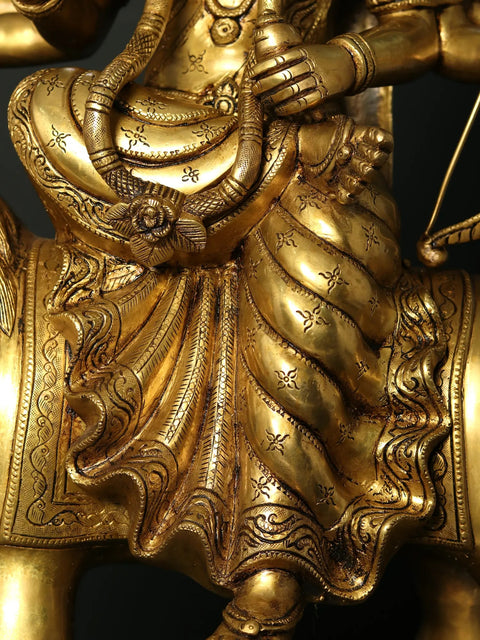 24" Superfine Eight-Armed Maa Sherawali Brass Statue