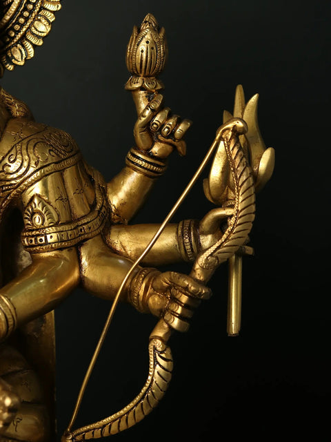 24" Superfine Eight-Armed Maa Sherawali Brass Statue