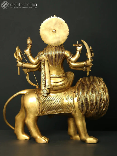 24" Superfine Eight-Armed Maa Sherawali Brass Statue