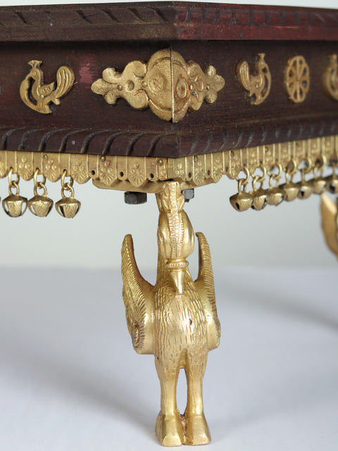 22" Wooden Pedestal / Chowki with Brass Work