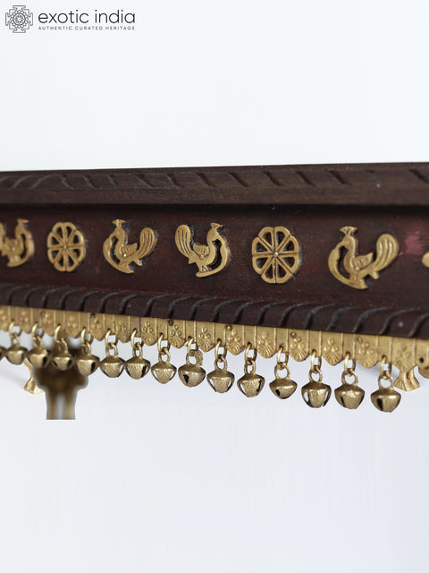 22" Wooden Pedestal / Chowki with Brass Work