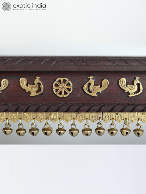 22" Wooden Pedestal / Chowki with Brass Work