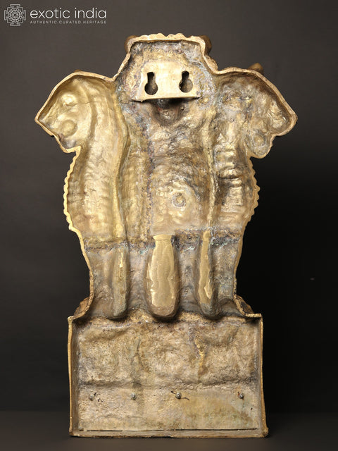34" Large National Emblem of India in Brass | Standing and Wall Hanging Both