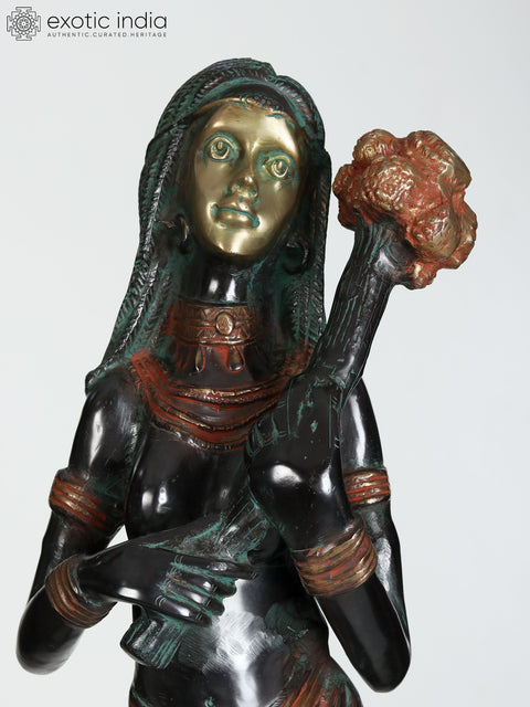 37" Large European Tribal Women | Brass Sculptures