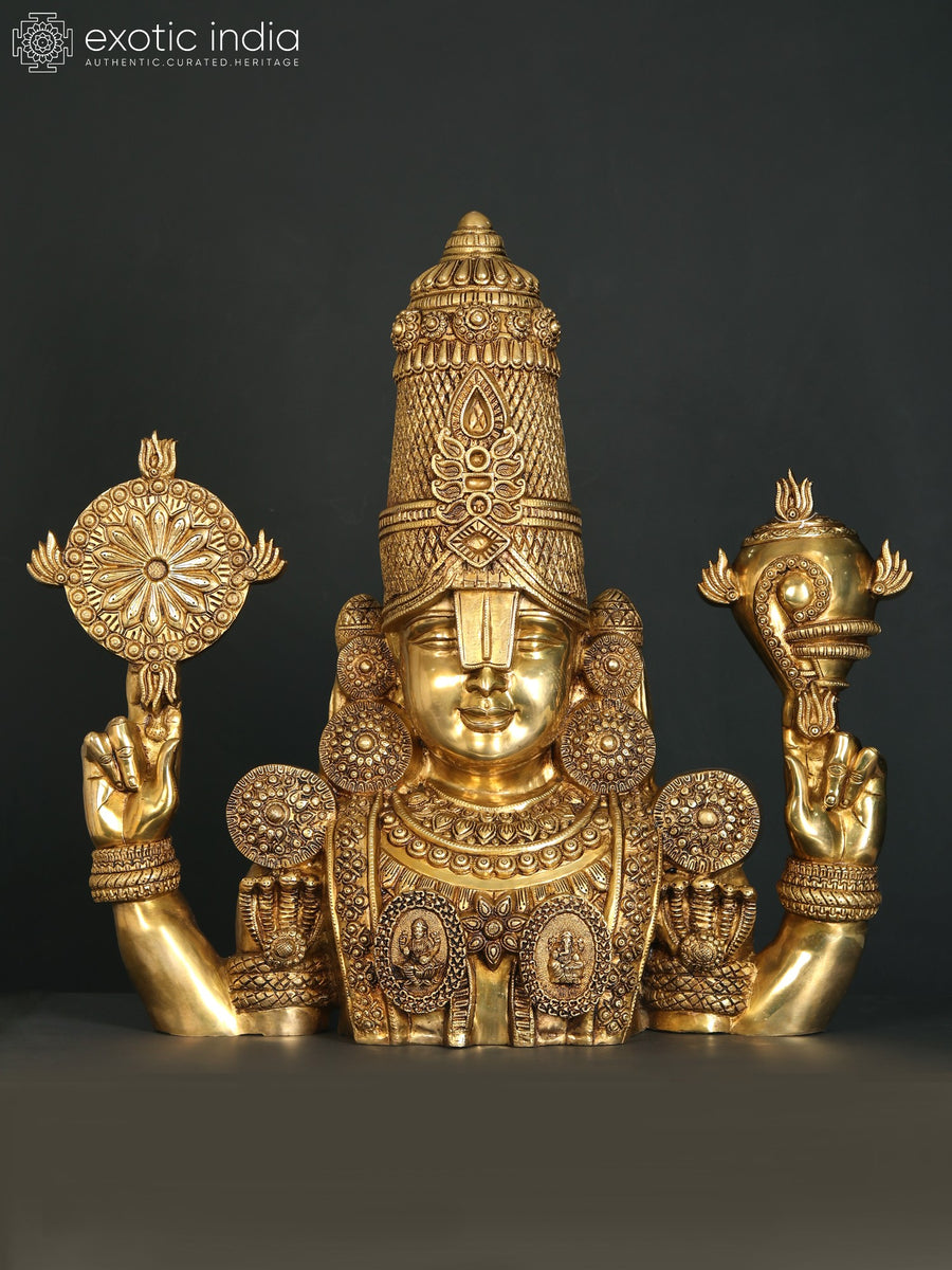 30" Large Tirupati Balaji Venkateshvara Brass Statue for Pooja