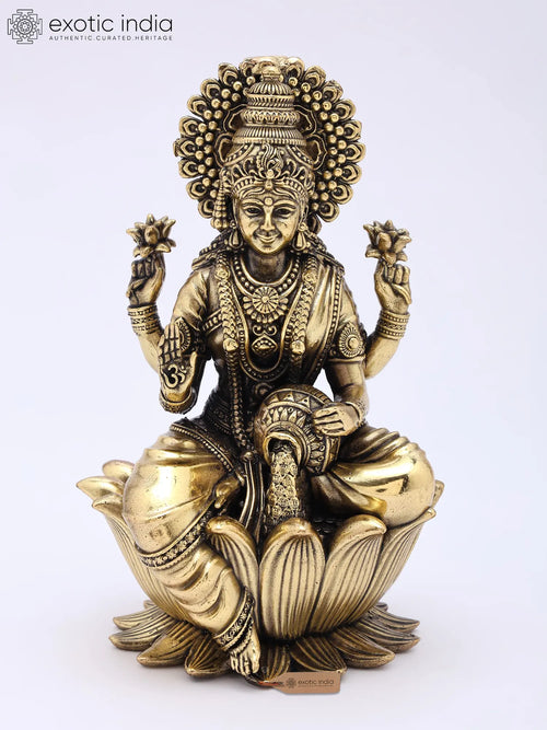 7" Brass Goddess Dhanlakshmi Idol for Pooja