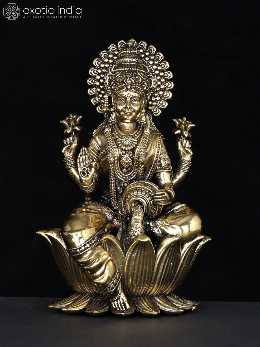7" Brass Goddess Dhanlakshmi Idol for Pooja