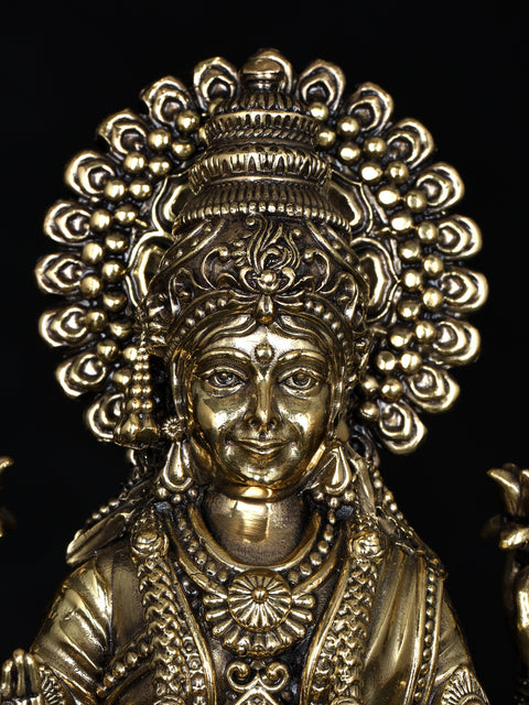 7" Brass Superfine Goddess Dhanalakshmi Sculpture