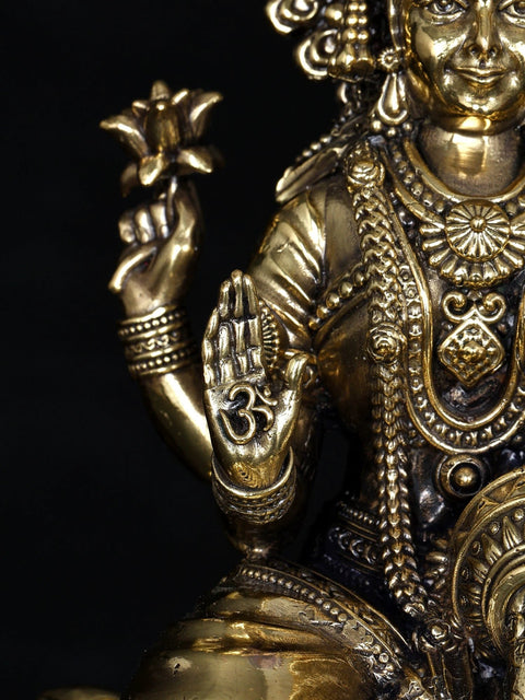 7" Brass Superfine Goddess Dhanlakshmi Sculpture