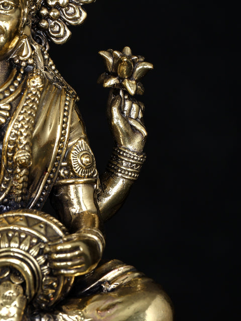 7" Brass Superfine Goddess Dhanalakshmi Sculpture