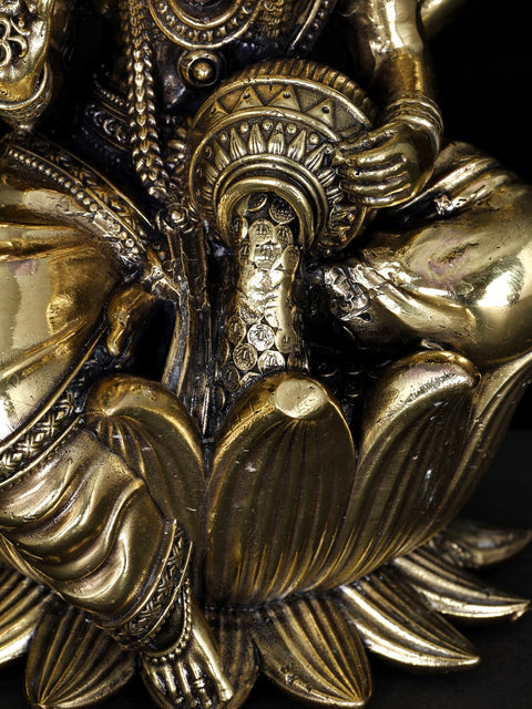7" Brass Superfine Goddess Dhanalakshmi Sculpture