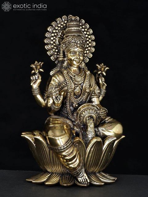 7" Brass Superfine Goddess Dhanlakshmi Sculpture
