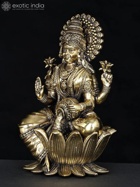 7" Brass Superfine Goddess Dhanlakshmi Sculpture