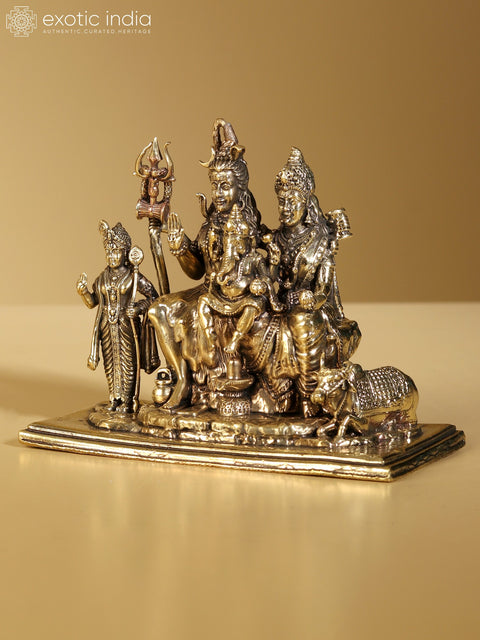 4" Brass Superfine Idol of Shiva Family