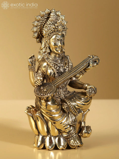 Small Superfine Maa Saraswati Brass Idol | Multiple Sizes